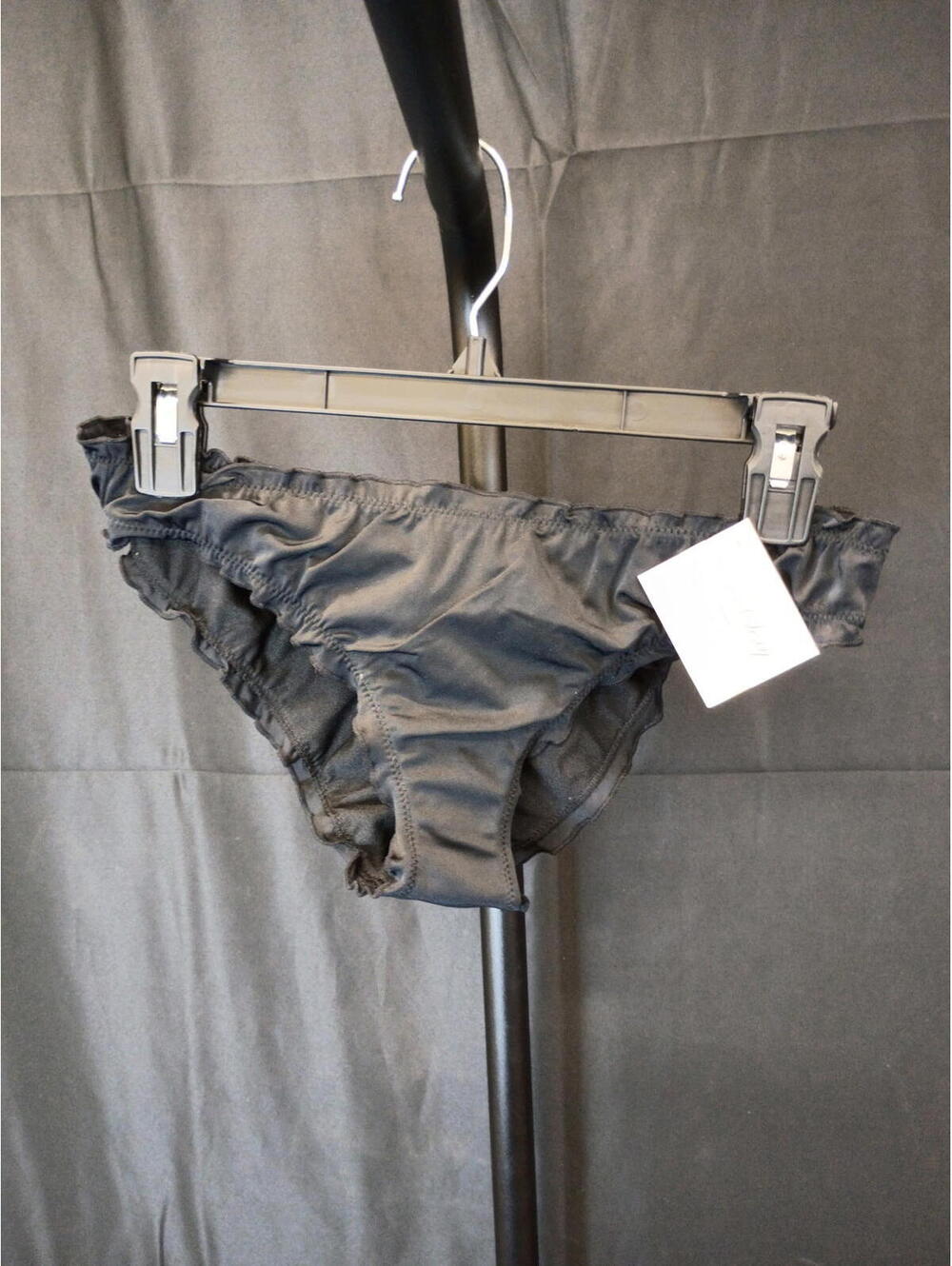 SMART & SEXY RUFFLED RUCHED BACK BIKINI SWIM BOTTOMS BLACK SIZE S